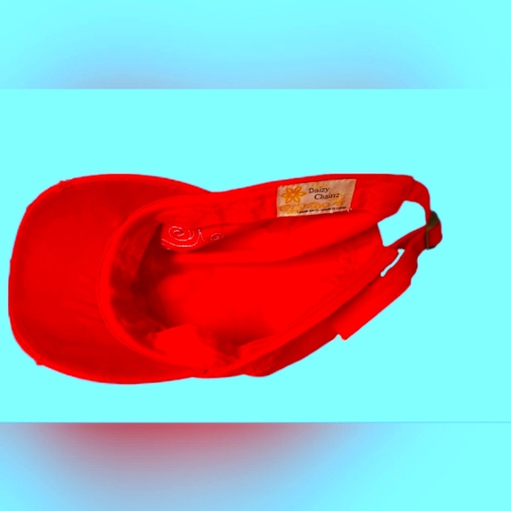 Red Fluer de lis adjustable embroidered hat. - Picture 7 of 7